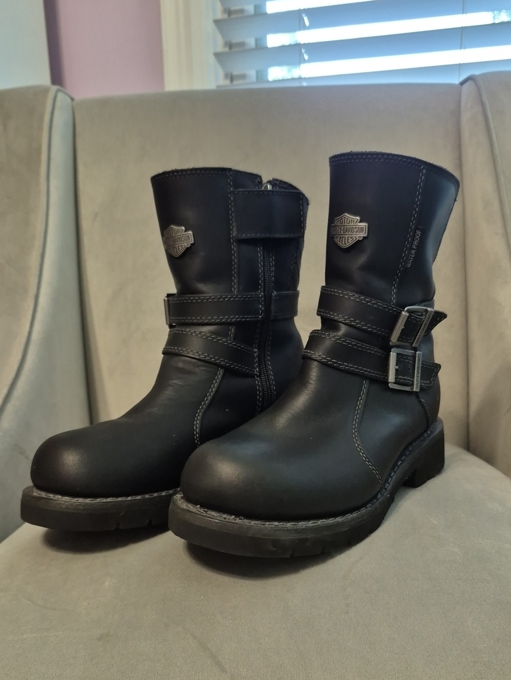 HARLEY DAVIDSON Black Womens Leather Boots